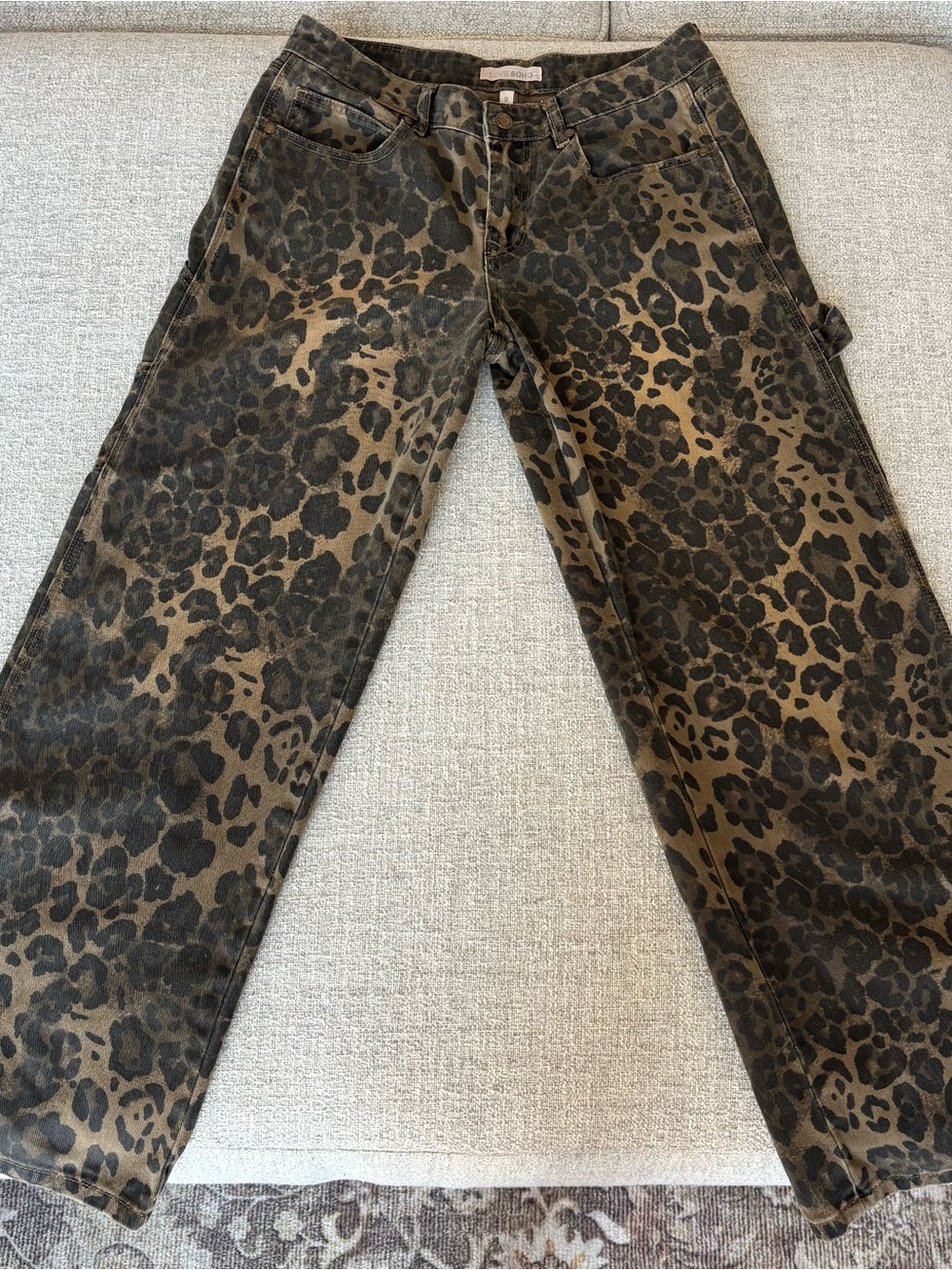 Love Soho Cheetah Print Wide Leg Jeans — Size 9